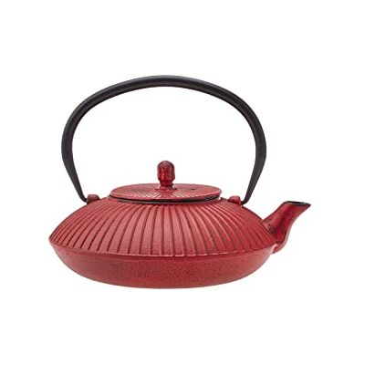 KARACA Japanese Cast Iron Teapot, 800ml, Turkish Tea Pot with Infuser for Loose Leaf, Japanese Tetsubin Kettle, Red Black KARACA Japanese Cast Iron Teapot, 800ml, Turkish Tea Pot with Infuser for Loose Leaf, Japanese Tetsubin Kettle, Red Black