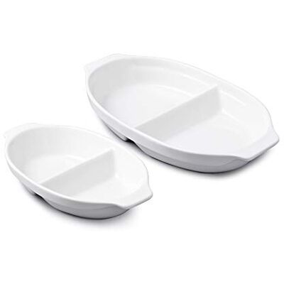 WM Bartleet & Sons - Porcelain Divided Dish - White - One Size - Divided Dish WM Bartleet & Sons - Porcelain Divided Dish - White - One Size - Divided Dish