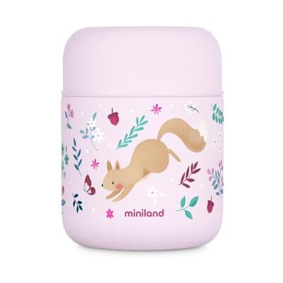 Miniland 280 ml Food Thermos for Baby Stainless Steel, Double-Wall Insulation with Copper Layer, Keeps Food Hot & Cold for 24+ Hours, Leakproof, BPA Free, Dreamland Squirrel Miniland 280 ml Food Thermos for Baby Stainless Steel, Double-Wall Insulation with Copper Layer, Keeps Food Hot & Cold for 24+ Hours, Leakproof, BPA Free, Dreamland Squirrel