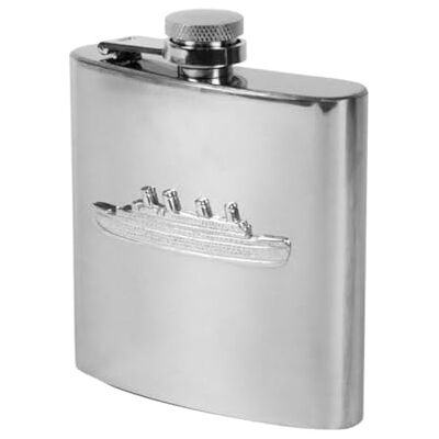 Nauticalia Stainless Steel Pocket Flask with Pewter Titanic Badge, 12 Cm Nauticalia Stainless Steel Pocket Flask with Pewter Titanic Badge, 12 Cm