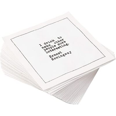 FIVE STAR NAPKINS Five Star Funny White Cocktail Napkins, 50 Luxury Cotton Disposable Cocktail Party Napkins with Witty Bar Quotes, 4.5" x 4.5" for Home Bars, Game Nights, Beverages, Birthdays, Weddings & Holidays FIVE STAR NAPKINS Five Star Funny White Cocktail Napkins, 50 Luxury Cotton Disposable Cocktail Party Napkins with Witty Bar Quotes, 4.5" x 4.5" for Home Bars, Game Nights, Beverages, Birthdays, Weddings & Holidays