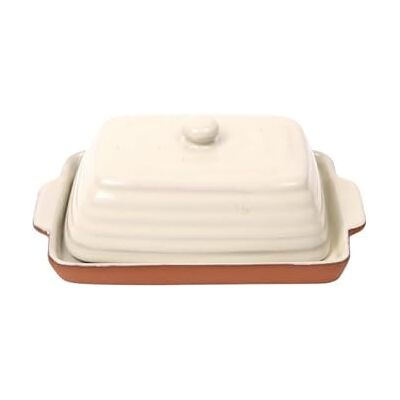 Dexam Porto Terracotta Ribbed Butter Dish Stone Dexam Porto Terracotta Ribbed Butter Dish Stone