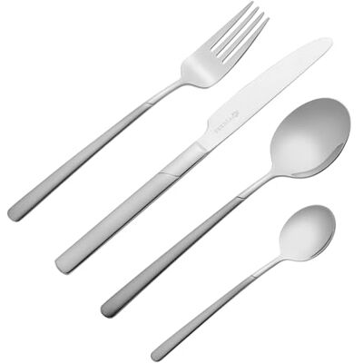 Viners Atlanta 16 Piece Cutlery Set 18/0 Stainless Steel Brushed Satin Finish Handle Serves 4 Dishwasher Safe Viners Atlanta 16 Piece Cutlery Set 18/0 Stainless Steel Brushed Satin Finish Handle Serves 4 Dishwasher Safe