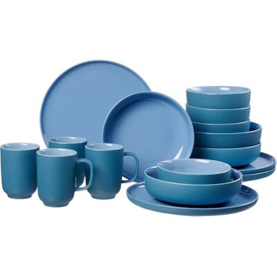 Ritzenhoff & Breker Jasper 16 Piece Dinner Set Ocean Blue Stoneware Plates Bowls and Cups for 4 People Ritzenhoff & Breker Jasper 16 Piece Dinner Set Ocean Blue Stoneware Plates Bowls and Cups for 4 People