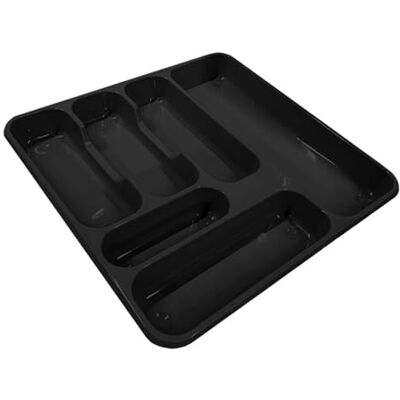 SDMAX Kitchen Cutlery Tray Organiser, 6 Compartment Drawer Insert for Forks, Spoons & Knives, Storage Tidy Holder, Black SDMAX Kitchen Cutlery Tray Organiser, 6 Compartment Drawer Insert for Forks, Spoons & Knives, Storage Tidy Holder, Black