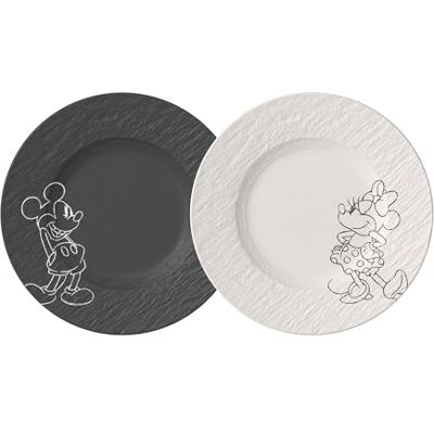 Villeroy & Boch Manufacture Rock – Mickey Mouse – Breakfast/Dessert Plate, 2 Pieces, Black/White, Dishwasher-Safe & Microwave-Safe, Slate Look with Disney Mickey Mouse Decoration, Premium Porcelain Villeroy & Boch Manufacture Rock – Mickey Mouse – Breakfast/Dessert Plate, 2 Pieces, Black/White, Dishwasher-Safe & Microwave-Safe, Slate Look with Disney Mickey Mouse Decoration, Premium Porcelain