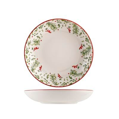 H&H Berry Set of 6 Soup Plates, Ceramic, 20 cm, Christmas H&H Berry Set of 6 Soup Plates, Ceramic, 20 cm, Christmas