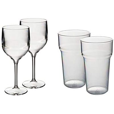 Harfield Roltex 4 Piece Barware Set x2 350ml Wine Glasses & x2 Tulip Pint Glasses Virtually Unbreakable Reusable Polycarbonate Plastic Harfield Roltex 4 Piece Barware Set x2 350ml Wine Glasses & x2 Tulip Pint Glasses Virtually Unbreakable Reusable Polycarbonate Plastic