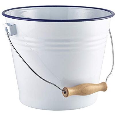 Genware Enamel Buckets White with Blue Rim 22cm – Pack of 4 Retro Enamel Ice Buckets with Handle, 5.2L Vintage Style Beer Wine Ice Buckets for Bar Restaurant Catering Drink Service Genware Enamel Buckets White with Blue Rim 22cm – Pack of 4 Retro Enamel Ice Buckets with Handle, 5.2L Vintage Style Beer Wine Ice Buckets for Bar Restaurant Catering Drink Service