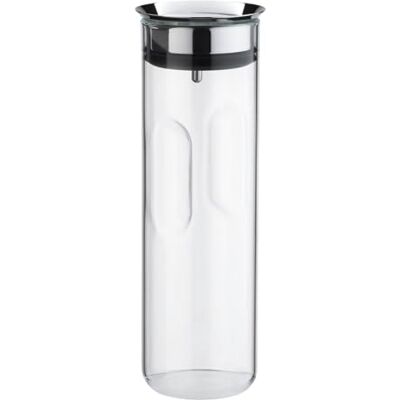 WMF Motion Water Carafe 1.25 Litres Height 29 cm Glass Carafe Closeup Silicone Lid Lock Handle Dishwasher Safe, Silver, 9.8 cm WMF Motion Water Carafe 1.25 Litres Height 29 cm Glass Carafe Closeup Silicone Lid Lock Handle Dishwasher Safe, Silver, 9.8 cm