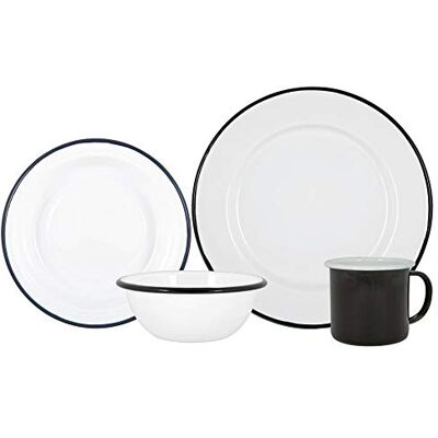 Argon Tableware - Enamel Dinnerware - 16pc - Black - Dinnerware Argon Tableware - Enamel Dinnerware - 16pc - Black - Dinnerware