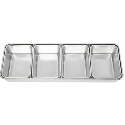Clover Kitchenware Japanese Yakumi Pan Condiment Holder 4 Large Insert, 145x435x60 mm Clover Kitchenware Japanese Yakumi Pan Condiment Holder 4 Large Insert, 145x435x60 mm