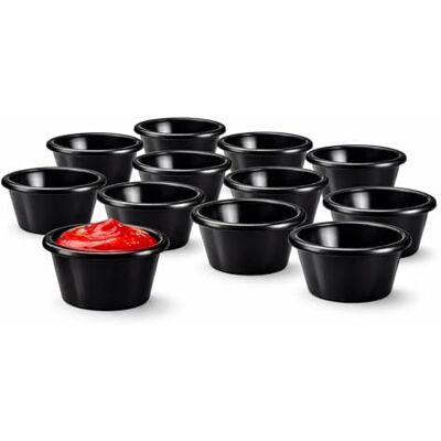 bar@drinkstuff Black Melamine Ramekins – Pack of 12, 4 oz / 12 cl Sauce Pots, Durable Lightweight Serving Dishes, Dishwasher Safe, Perfect for Dips, Condiments & Desserts bar@drinkstuff Black Melamine Ramekins – Pack of 12, 4 oz / 12 cl Sauce Pots, Durable Lightweight Serving Dishes, Dishwasher Safe, Perfect for Dips, Condiments & Desserts