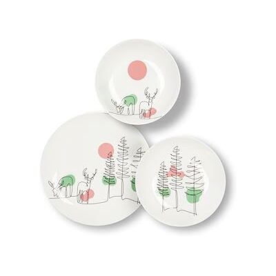 Excelsa Christmas 18-Piece Porcelain Dinnerware Set - Festive Multicolor Excelsa Christmas 18-Piece Porcelain Dinnerware Set - Festive Multicolor