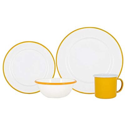 Argon - 16pc Enamel Dinnerware Set - Yellow - Dinnerware Set Argon - 16pc Enamel Dinnerware Set - Yellow - Dinnerware Set