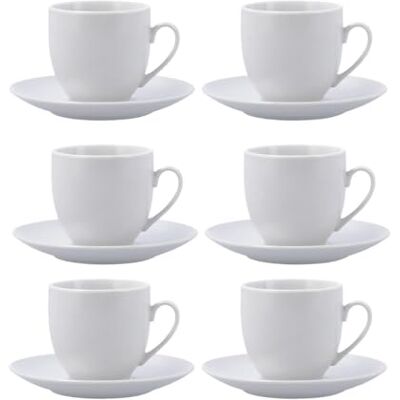 Renova New Quid Cups Set - 20cl Porcelain White - Cups and Saucer Set Renova New Quid Cups Set - 20cl Porcelain White - Cups and Saucer Set