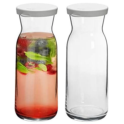 Argon Tableware 2X 700ml Glass Water Jug 'Brocca' Range Juice Carafe Decanter with Silicone Lid for Water, Wine, Iced Tea By Argon Tableware 2X 700ml Glass Water Jug 'Brocca' Range Juice Carafe Decanter with Silicone Lid for Water, Wine, Iced Tea By
