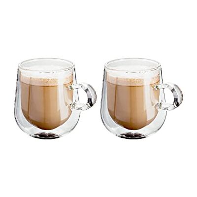 Judge Double Walled Glass Coffee Cups, Set of 2 Latte Glasses, 275 ml Each, Handmade Insulated Borosilicate Glass Judge Double Walled Glass Coffee Cups, Set of 2 Latte Glasses, 275 ml Each, Handmade Insulated Borosilicate Glass