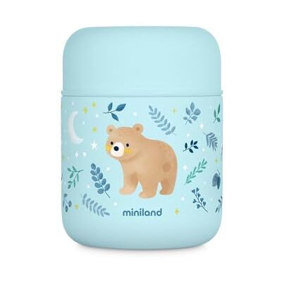 Miniland 280 ml Food Thermos for Baby Stainless Steel, Double-Wall Insulation with Copper Layer, Keeps Food Hot & Cold for 24+ Hours, Leakproof, BPA Free, Dreamland Bear Miniland 280 ml Food Thermos for Baby Stainless Steel, Double-Wall Insulation with Copper Layer, Keeps Food Hot & Cold for 24+ Hours, Leakproof, BPA Free, Dreamland Bear
