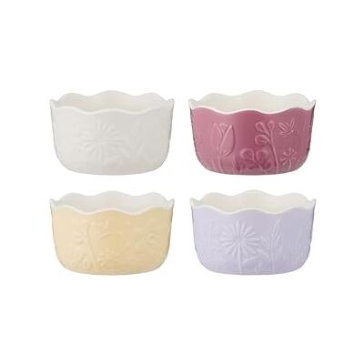 Mason Cash in The Meadow Set of 4 Ramekins 12 x 6cm 260ml Floral Embossed Stoneware Dessert, Dip & Snack Dishes, Oven-to-Table Mason Cash in The Meadow Set of 4 Ramekins 12 x 6cm 260ml Floral Embossed Stoneware Dessert, Dip & Snack Dishes, Oven-to-Table
