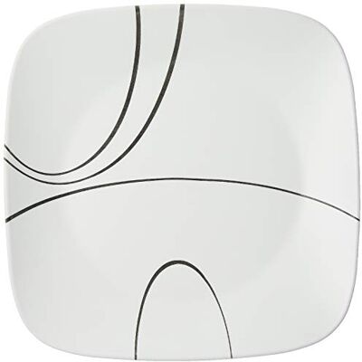 Corelle Square Simple Lines Dinner Plate Set, White,1107743 Corelle Square Simple Lines Dinner Plate Set, White,1107743