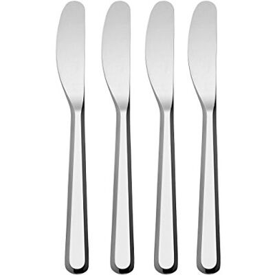 Alessi BG02/37S4 Amici, Set of Four Butter Knives in 18/10 Stainless Steel. Alessi BG02/37S4 Amici, Set of Four Butter Knives in 18/10 Stainless Steel.