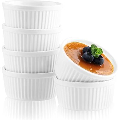 Woobroo Ramekins Set of 6, 200ML Porcelain Souffle Dish,9cm Creme Brulee Dish for Air Fryer & Oven, Mini Bowl for Dips, Sauces, Snacks and Fruits-White Woobroo Ramekins Set of 6, 200ML Porcelain Souffle Dish,9cm Creme Brulee Dish for Air Fryer & Oven, Mini Bowl for Dips, Sauces, Snacks and Fruits-White