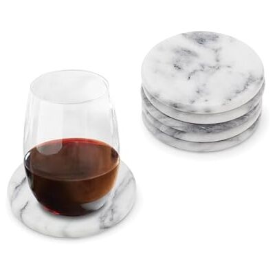 Fox Run 48749 Natural White Polished Marble Stone Coasters, Set of 6 Fox Run 48749 Natural White Polished Marble Stone Coasters, Set of 6