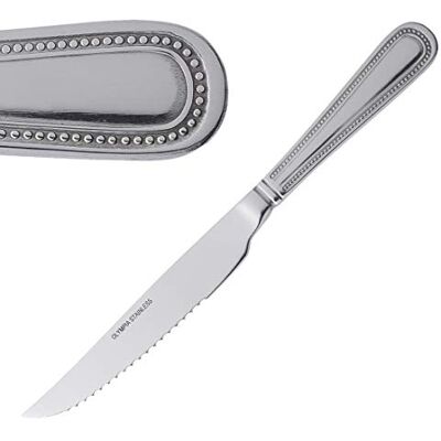 NISBETS Olympia Bead Stainless Steel Steak Knives, Pack of 12, 225mm NISBETS Olympia Bead Stainless Steel Steak Knives, Pack of 12, 225mm