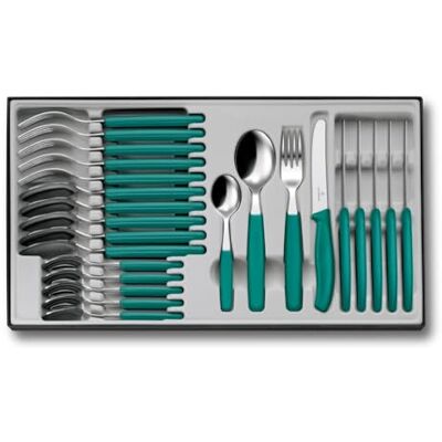 Victorinox Classic, Professional Cutlery Set, Extra Sharp Blade, Serrated Edge, 11 cm, Stainless Steel, Set of 24, Green Victorinox Classic, Professional Cutlery Set, Extra Sharp Blade, Serrated Edge, 11 cm, Stainless Steel, Set of 24, Green