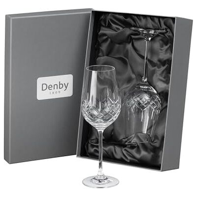 Denby Celeste Crystal White Wine Glasses Set of 2-350ml Lead-Free, Hand Cut Design, Long Stem Red & White Wine Glasses Dishwasher Safe for Cocktails, Aperol Spritz with Gift Box Denby Celeste Crystal White Wine Glasses Set of 2-350ml Lead-Free, Hand Cut Design, Long Stem Red & White Wine Glasses Dishwasher Safe for Cocktails, Aperol Spritz with Gift Box