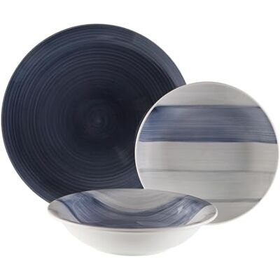 Versa 18-Piece Modern Dinnerware Set, 3 x 26.5 x 26.5 cm, Porcelain, Blue Versa 18-Piece Modern Dinnerware Set, 3 x 26.5 x 26.5 cm, Porcelain, Blue