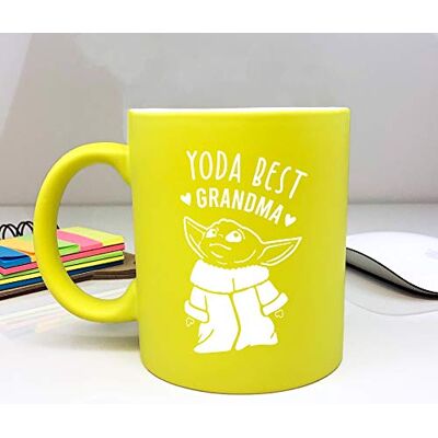 eBuyGB Personalised Coffee Mug, Neon Yellow Baby Yoda Mug, 310ml Star Wars Themed Tea Cup, Funny Gifts for Grandma, Nanna, Granny (Yoda Best Grandma) eBuyGB Personalised Coffee Mug, Neon Yellow Baby Yoda Mug, 310ml Star Wars Themed Tea Cup, Funny Gifts for Grandma, Nanna, Granny (Yoda Best Grandma)