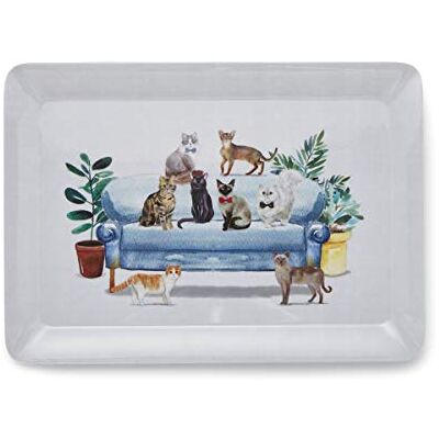 Cooksmart British Designed Small Serving Tray Dinner Tray For Multiple Uses Around The Home Trays For Food Serving Or Drinks Serving (Curious Cats L) Cooksmart British Designed Small Serving Tray Dinner Tray For Multiple Uses Around The Home Trays For Food Serving Or Drinks Serving (Curious Cats L)