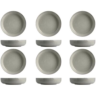 H&H Pearl 19 cm Porcelain Soup Plates Set of 6, Grey H&H Pearl 19 cm Porcelain Soup Plates Set of 6, Grey