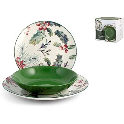 H&H Christmas Service 18 Pieces Celebration Green H&H Christmas Service 18 Pieces Celebration Green