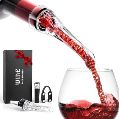 NEUTYPECHIC Wine Aerator Pourer, No Drip, Decanter, 1 Gallon Per Day, Red, Safe Silicone Material, Quick Aeration, Anti-Drip Design, Vacuum Stopper, Gift Box NEUTYPECHIC Wine Aerator Pourer, No Drip, Decanter, 1 Gallon Per Day, Red, Safe Silicone Material, Quick Aeration, Anti-Drip Design, Vacuum Stopper, Gift Box