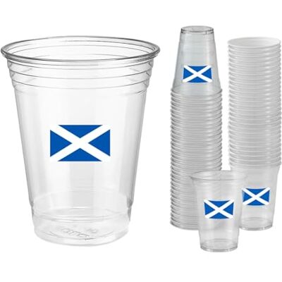 Komonee 50 x Scotland Clear Cups 570ml (20oz) Wide Rimmed Disposable Plastic Pint Glasses for World Cup, Football, Euros, Rugby, Scottish Parties & Adult Novelty Komonee 50 x Scotland Clear Cups 570ml (20oz) Wide Rimmed Disposable Plastic Pint Glasses for World Cup, Football, Euros, Rugby, Scottish Parties & Adult Novelty