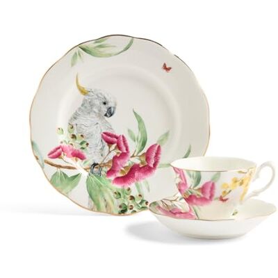 Royal Albert Miranda Kerr Australiana Teacup Saucer Plate WHT 3PCS Royal Albert Miranda Kerr Australiana Teacup Saucer Plate WHT 3PCS