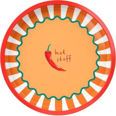 Talking Tables Round Serving Tray Chilli Design for Tea Coffee, Drinks Food Sandwiches Decorative Design BBQ, Birthday, Tin Tableware 30cm, Orange Talking Tables Round Serving Tray Chilli Design for Tea Coffee, Drinks Food Sandwiches Decorative Design BBQ, Birthday, Tin Tableware 30cm, Orange