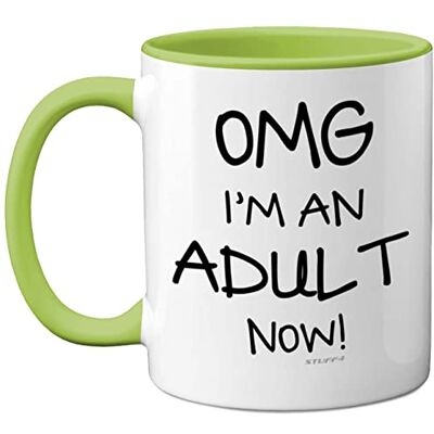 Stuff4 18th Birthday Presents for Girls or Boys OMG I'm an Adult Mug, Fun Mug Gifts for Adult Son or Daughter. Perfect 18th Birthday Green Handle Great Presents 18 Year Olds from Stuff4 18th Birthday Presents for Girls or Boys OMG I'm an Adult Mug, Fun Mug Gifts for Adult Son or Daughter. Perfect 18th Birthday Green Handle Great Presents 18 Year Olds from