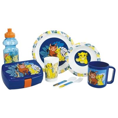 Fun House 7-Piece Children's Dinnerware Set The Lion King Plate Ø22 cm, Bowl, Glass, Mug, Bottle, Snack Box, Cutlery Official Disney License Reusable Tableware Gift from 3 Years Fun House 7-Piece Children's Dinnerware Set The Lion King Plate Ø22 cm, Bowl, Glass, Mug, Bottle, Snack Box, Cutlery Official Disney License Reusable Tableware Gift from 3 Years
