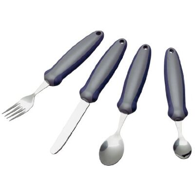Homecraft Newstead Cutlery Set, Angled Spoons, Knife, and Forks, Utensil for Elderly, Disabled, Handicapped, Parkinson's Disease, and Arthritis users, Non Slip Easy Grip Retail Packed Homecraft Newstead Cutlery Set, Angled Spoons, Knife, and Forks, Utensil for Elderly, Disabled, Handicapped, Parkinson's Disease, and Arthritis users, Non Slip Easy Grip Retail Packed