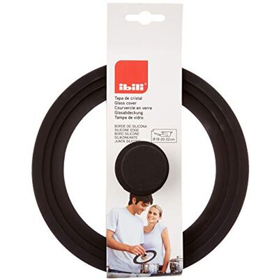 IBILI Glass Cover, Silicone Edge, Stainless Steel, 18-20-22 cm IBILI Glass Cover, Silicone Edge, Stainless Steel, 18-20-22 cm