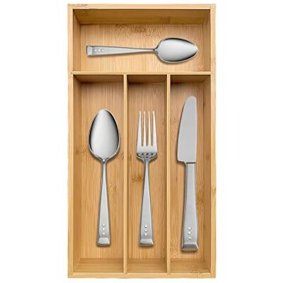 guiogc Bamboo Silverware Organizer, Kitchen Drawer Organizer, Silverware Utensil Tray Holder for Flatware Cutlery Knives, Forks, Spoons (4-Slots) (Natural) guiogc Bamboo Silverware Organizer, Kitchen Drawer Organizer, Silverware Utensil Tray Holder for Flatware Cutlery Knives, Forks, Spoons (4-Slots) (Natural)