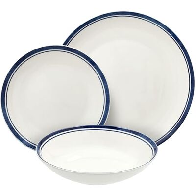 Tognana Filo Blu 18-Piece Dinner Set for 6 People, Porcelain, Blue Tognana Filo Blu 18-Piece Dinner Set for 6 People, Porcelain, Blue