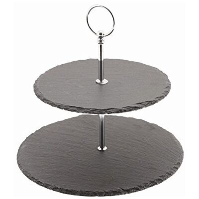 Genware NEV-SLT-2TCS Cake Stand with 2 Tier Slate, 20/25 cm Genware NEV-SLT-2TCS Cake Stand with 2 Tier Slate, 20/25 cm