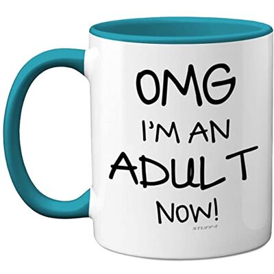 Stuff4 18th Birthday Presents for Girls or Boys OMG I'm an Adult Mug, Fun Mug Gifts for Adult Son or Daughter. Perfect 18th Birthday Light Blue Handle Great Presents 18 Year Olds from Stuff4 18th Birthday Presents for Girls or Boys OMG I'm an Adult Mug, Fun Mug Gifts for Adult Son or Daughter. Perfect 18th Birthday Light Blue Handle Great Presents 18 Year Olds from