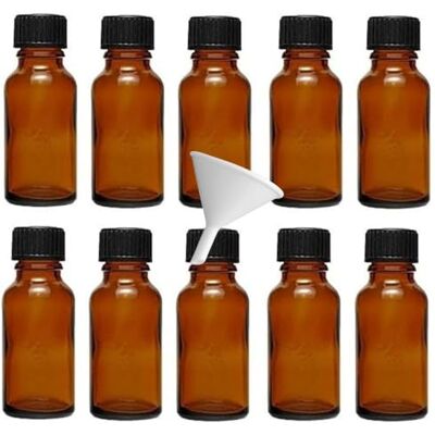 mikken Viva Haushaltswaren, 10 x dropper bottles 10 ml, apothecary glass bottles with dropper insert in brown, incl. funnel, Glass, brown, 20 ml mikken Viva Haushaltswaren, 10 x dropper bottles 10 ml, apothecary glass bottles with dropper insert in brown, incl. funnel, Glass, brown, 20 ml