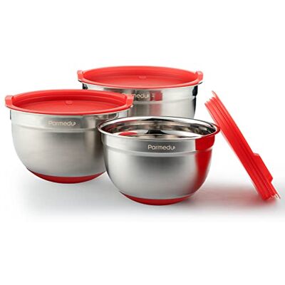 Parmedu - Mixing Bowl Set - 304 Stainless Steel - 3 Nesting Parmedu - Mixing Bowl Set - 304 Stainless Steel - 3 Nesting
